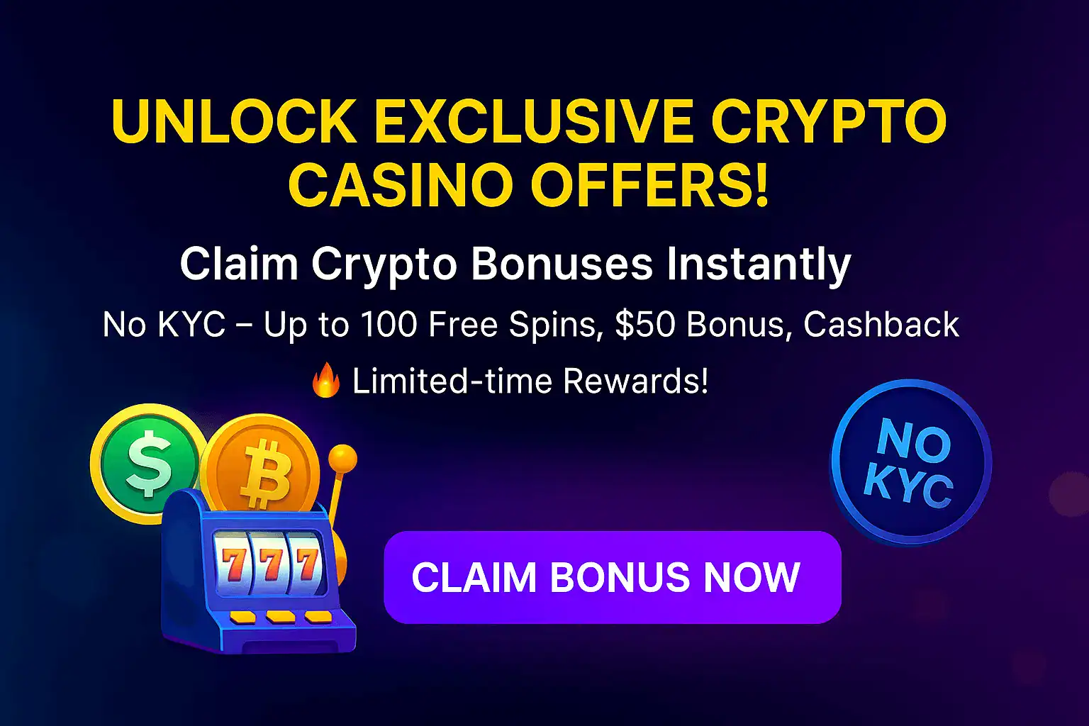 Unlock exclusive crypto casino bonuses on trusted crypto gambling sites in 2025 – No KYC, instant rewards, free spins, and deposit offers.